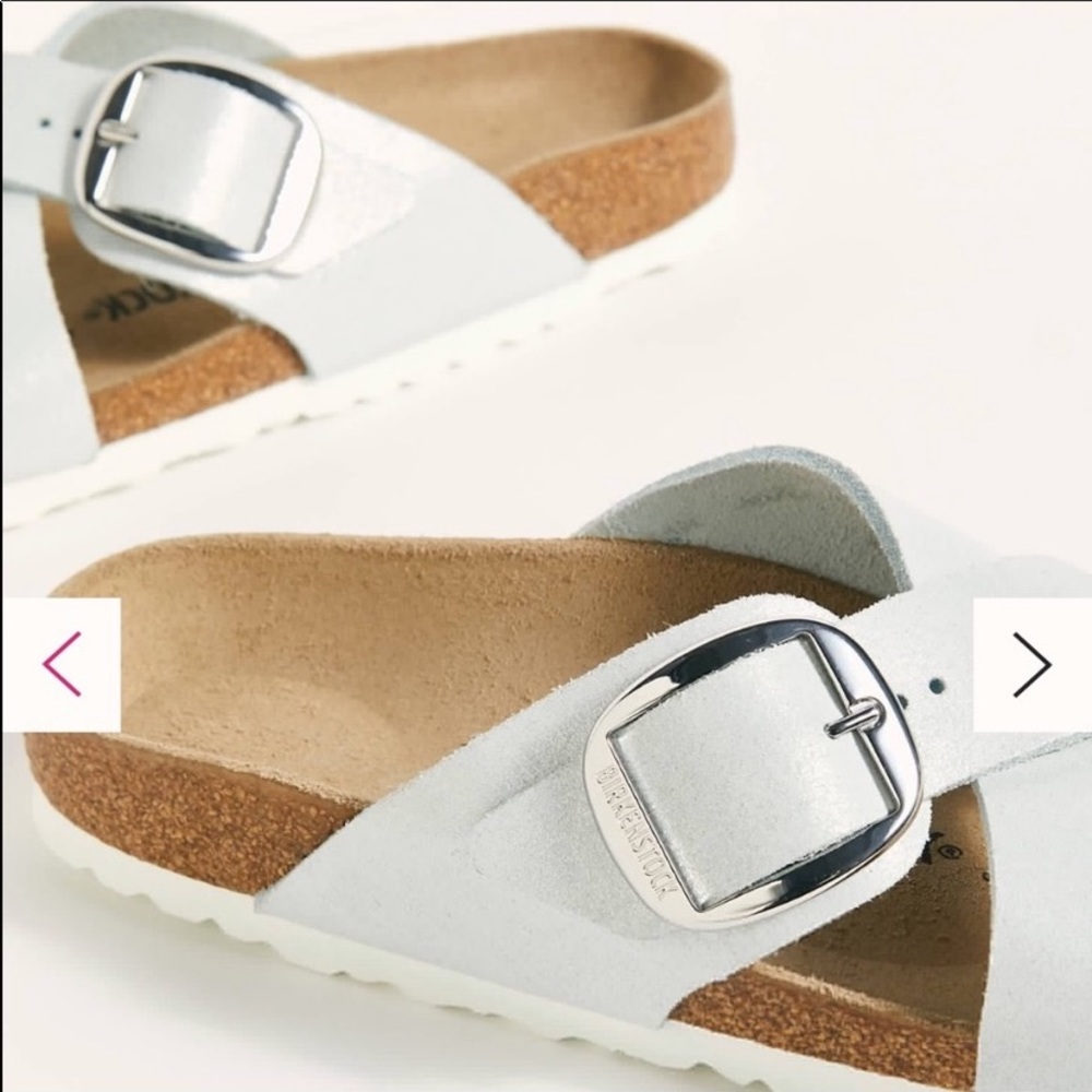 Birkenstock Siena Washed White Metallic Big Buckle Sandal - Picture 2 of 9